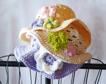 Easter Hat - Baby Easter Hat - Spring Hat - Crochet Hat -  TODDLER And Child's Crochet Sunhat - Summer Hat - Acrylic Or Cotton