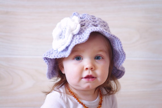 Crochet Baby Sun Hat: Custom Color, Flower or Butterfly  display picture 3