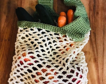 Hand Crocheted Cotton Market Bag: Reusable Beach Tote