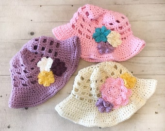 Crochet Summer Spring Sunhat Baby - Baby Crochet Spring Hat - Summer Hat - Crochet Easter Hat - Baby Easter Hat - Acrylic Or Cotton