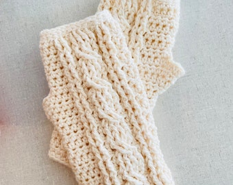 Fingerless Gloves - Crochet Wristers - Cable Crochet Wristers - Arm Warmers - Texting Gloves - Wrist Warmers - Women's Mittens