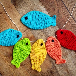 Crocheted Fish - Crochet Fish Photography Prop - 6 Colored Fish- Made To Order