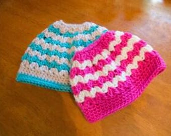 Crochet Messy Bun Hat: Custom Color Ponytail Beanie