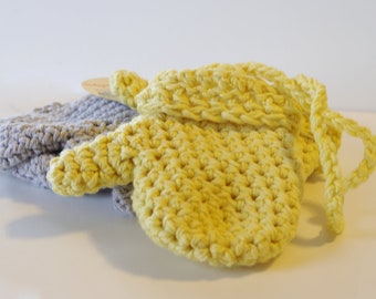 Handmade Cotton Crochet Baby Mittens with String - Pick Your Color