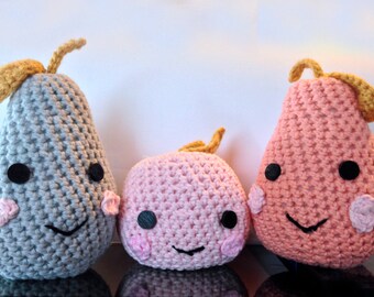 Crochet Amigurumi Fruit: Handmade Cotton Apple or Pear Toy