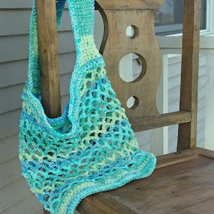 Crochet Market Bag - COLOR CHOICES AVAILABLE - Cotton Tote - Beach Bag - Mesh Bag - Produce Bag - Reusable Grocery Bag- Made To Order