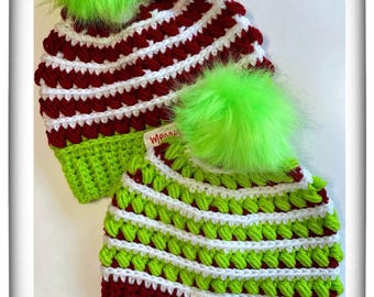 Crochet Grinch Hat: Detachable Pom Winter Beanie - Etsy display picture 1