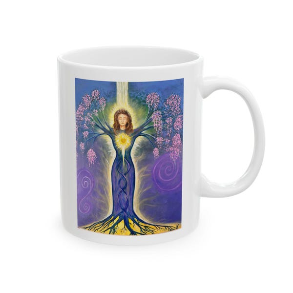 Divine Light Mug | Spiritual Art Coffee Mug | Divine Feminine Gift | Meditation Yoga Mug | 11oz 15oz