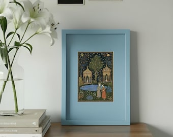 Cornice monocromatica (9"x13") / Scegli il colore della cornice, la dimensione dell'apertura del passepartout e la posizione / Cornice artistica