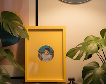 Cornice per foto monocromatica personalizzata - Apertura circolare - Scegli la dimensione del taglio circolare - Perfetta per ritratti Cornice moderna da parete