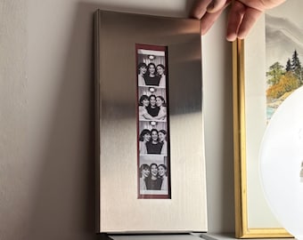 Metal Photobooth Frame with 10 Mat Options, Stainless Steel Photo Strip Frame, Custom Size Picture Frame, Gallery Wall Decor