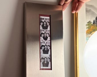 Metal Photobooth Frame with 10 Mat Options, Stainless Steel Photo Strip Frame, Custom Size Picture Frame, Gallery Wall Decor