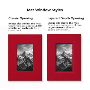 Comparison of classic and layered mat window styles for a custom photobooth strip frame, showing different opening depths and personalized photo presentation options. Customers can choose the mat design that best suits their photo booth strip and preferred aesthetic. Handmade personalized picture frame ideal for wedding photos, engagement memories, anniversary gifts, gallery wall decor, modern wall art, Christmas gifts, birthdays, and special occasions