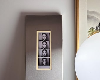 Stainless Steel Photobooth Frame, Metal Photo Strip Frame, Custom Opening Size & Mat Options, Modern Wall Decor