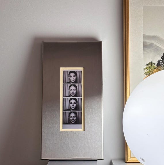 Stainless Steel Photobooth Frame, Metal Photo Strip Frame, Custom Opening Size & Mat Options, Modern Wall Decor
