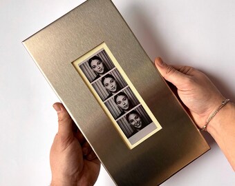 Stainless Steel Photobooth Frame, Metal Photo Strip Frame, Custom Opening Size & Mat Options, Modern Wall Decor