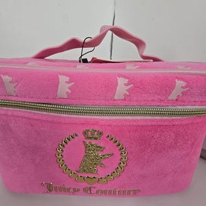 Vintage Y2K-sammets sminkväska, rödrosa sminkväska med strass, weekendväska