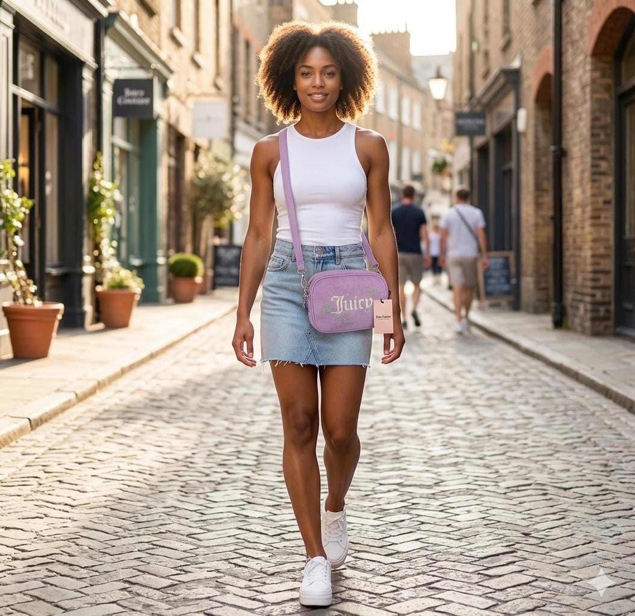 yori キャンディバッグ Juicy Couture Camera Crossbody Bag, Lavender Velour With Glitter