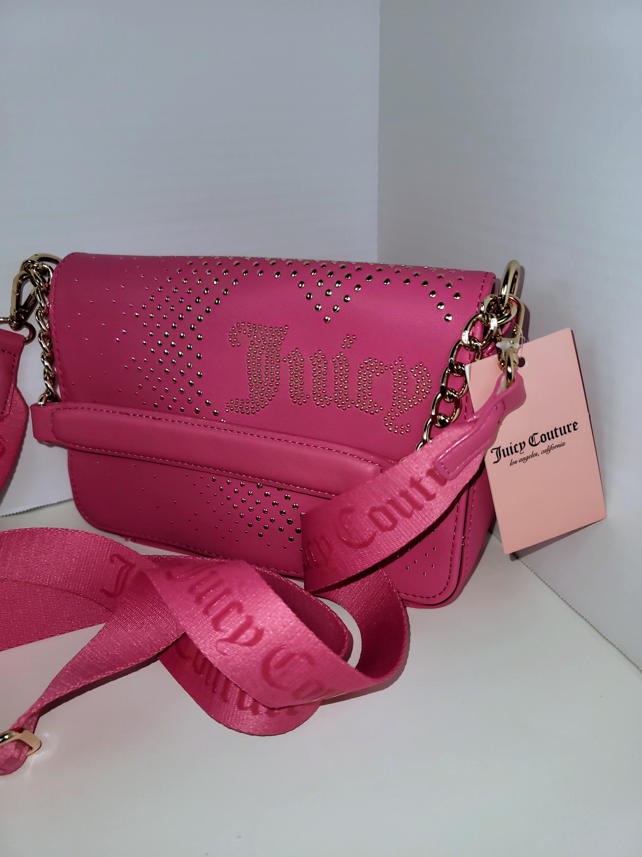 Juicy Couture Pink Crossbody Bag Y2K Faux Leather Shoulder Purse