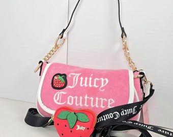 Juicy Couture Crossbody Vintage Pink Strawberry top handle Bag with Coin Pouch gift for her