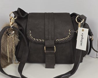 Vegan Crossbody Bag, PVC And Aluminum With Zip Closure, Includes Wristlet