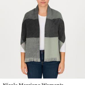 NEU Nicole Marciano Damen Colorblock Schal Wickelschal mit Fransen Poncho Style NEU mit Etikett