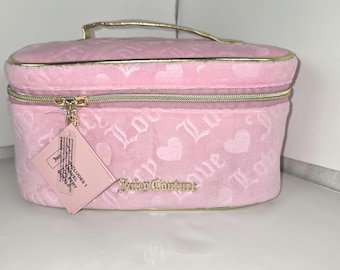 New Pink Velvet Love Monogram Case, Juicy Couture Y2K Gold Crown Zipper Pulls