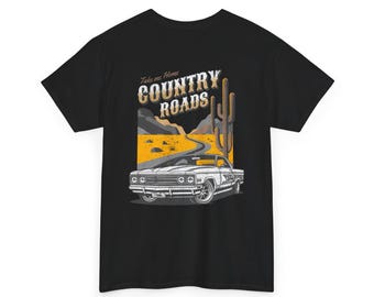 Take Me Home Country Roads Unisex Heavy Cotton Tee-Mens Graphic T Shirt, Mens Racing T Shirts, WV Tees,