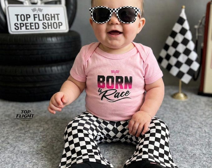 Born To Race Infant Fine Jersey Bodysuit-Girls Baby Racing Onesie, Baby Shower, Baby Girl Onesie, Baby girl racing bodysuit
