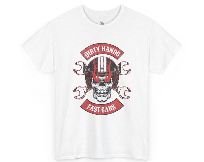 Dirty Hands Fast Cars Unisex Heavy Cotton Tee-Mens Graphic T Shirt, Mens Racing Tees, Street Racing, Blue Collar