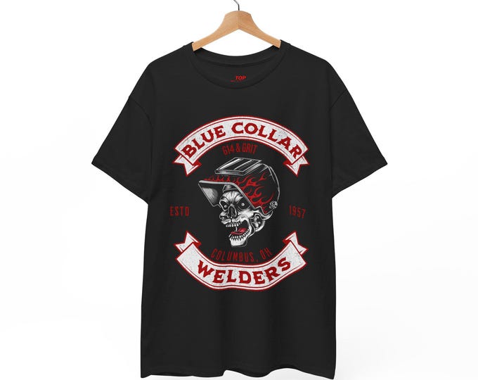 Blue Collar Welders Unisex Heavy Cotton Tee-Welder T Shirt, Graphic Welding Tees, Mens graphic t shirt