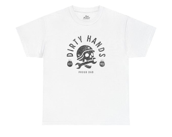Dirty Hands Proud Dad Unisex Heavy Cotton Tee-Fathers day T Shirt, mens graphic t shirt, mens tees, blue collar, gifts for him