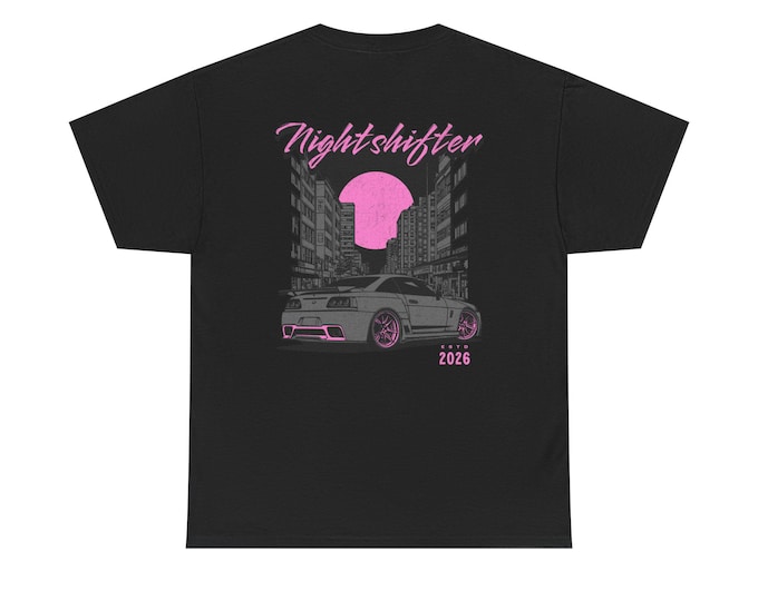 NightShifter Unisex Heavy Cotton Tee-Mens Graphic T Shirt, Drag Racing, Street Racing, Racing T Shirts