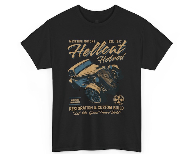 Westside Motors Hellcat Hotrod Unisex Heavy Cotton Tee-Vintage cars, Retro Racing T shirt, Vintage racing tees,