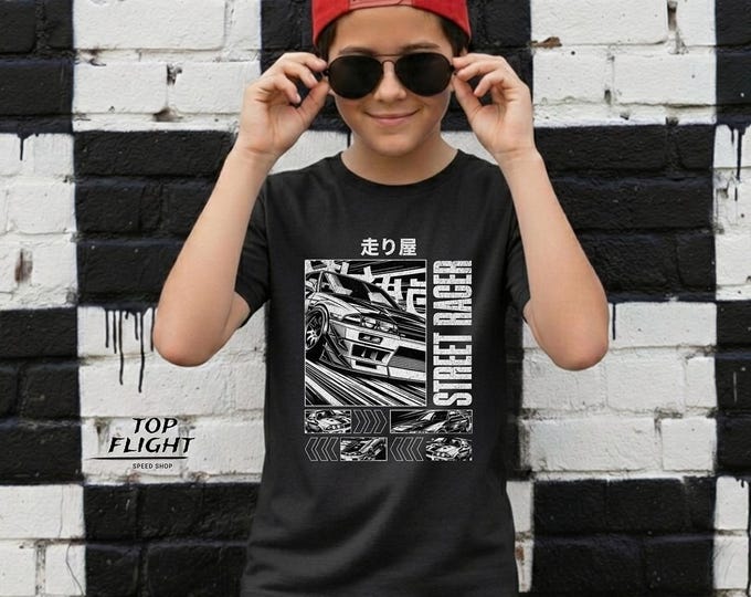 Street Racer Kids Heavy Cotton™ Tee-Kids Graphic Street Racing T Shirt, Japanese street racing tees, kids racing t shirt