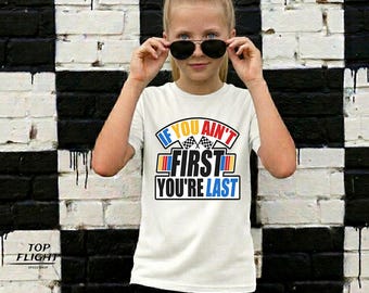 If You Ain't First Your Last Kids Heavy Cotton™ Tee-Racing t shirt for kids, race track tees, kids racing shirts, ricky bobby
