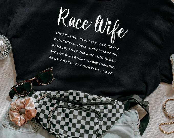 Race Wife Graphic Tee, Racing Fan Cotton Shirt
