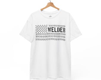 Welder Unisex Heavy Cotton Tee-Mens graphic welding t shirt, mens t shirt, blue collar, welder, mens graphic tees, fathers day