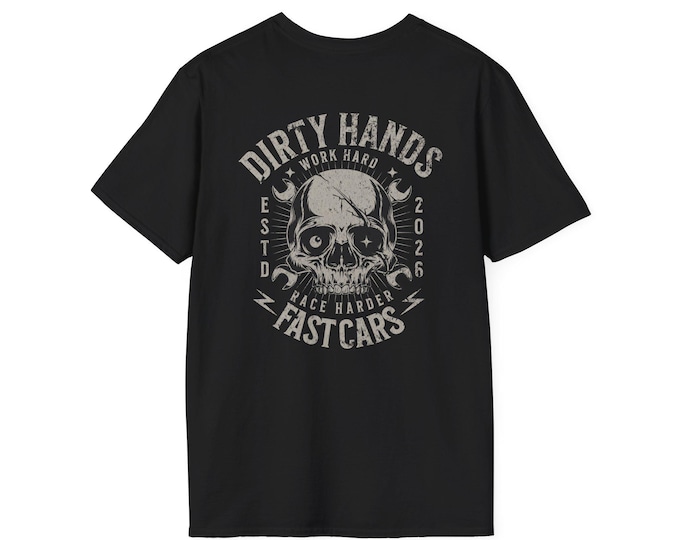 Work Hard Race Harder-Dirty Hands Fast Cars-Mens Graphic T Shirts, Racing, Street Racing, Blue Collar