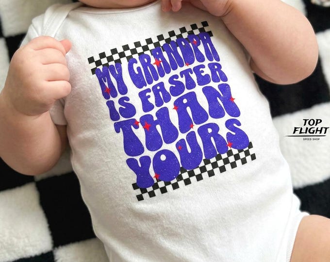 My Grandpa Is Faster Than Yours Infant Fine Jersey Bodysuit-Racing Baby Onesie, Infant Baby Racing bodysuit, Racing Gifts