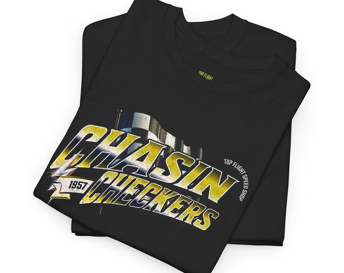 Chasin Checkers Unisex Heavy Cotton Tee-Mens Graphic Racing T Shirt, Mens Graphic Tees, Mens Racing T Shirt