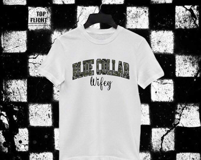 Blue Collar Wifey Unisex Heavy Cotton Tee-Women's graphic t shirt, welders wife,