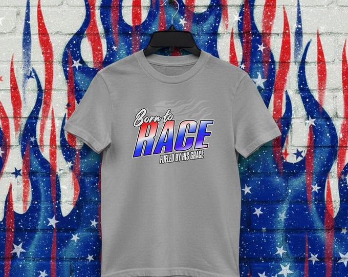 Born To Race Fueled By His Grace Kids Racing T shirt