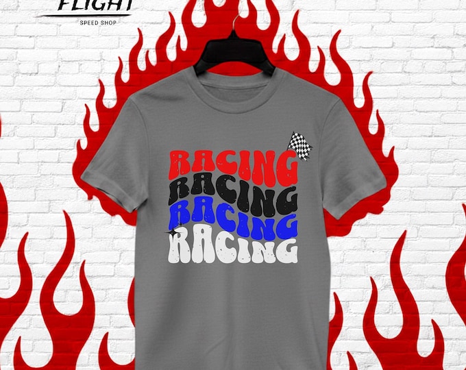 Retro Racing Graphic Tee, Womens Graphic Racing T Shirt