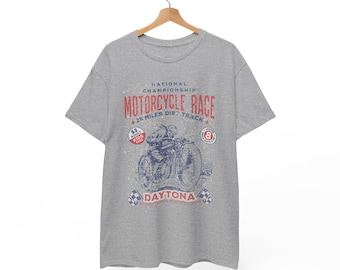 Daytona Speedway Racing Unisex Heavy Cotton Tee-Graphic racing t shirt, graphic racing tees, racing gifts, motorcycle racing