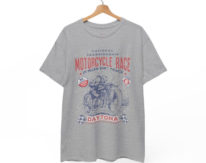 Daytona Speedway Racing Unisex Heavy Cotton Tee-Graphic racing t shirt, graphic racing tees, racing gifts, motorcycle racing