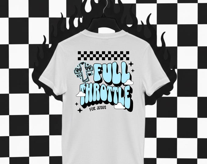 Full Throttle For Jesus Kids Heavy Cotton™ Tee-Girls racing t shirts, jesus and racing, race track t shirt,