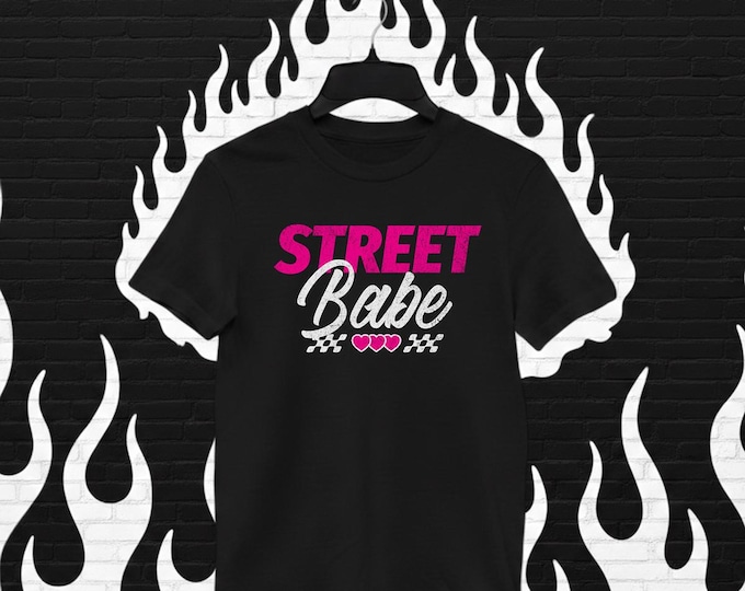 Street Babe Unisex Heavy Cotton Tee-Womens Racing Tees, Womens Graphic Racing T Shirt, Street Racing