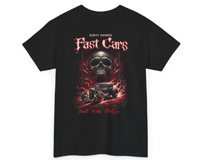 Death Rides Shotgun Dirty Hands Fast Cars Unisex Heavy Cotton Tee-Mens graphic t shirts, Racing tees for men, Street Racing
