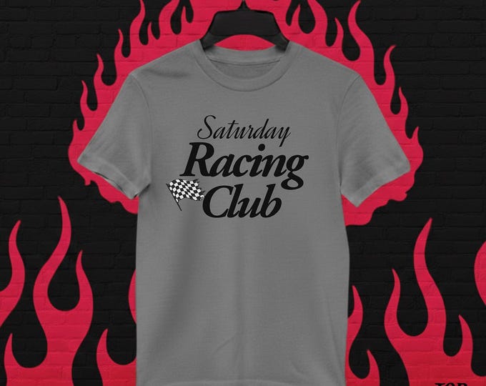 Saturday Racing Club Unisex Heavy Cotton Tee-Womens Racing Tees, Womens Graphic T Shirt, Womens Tees